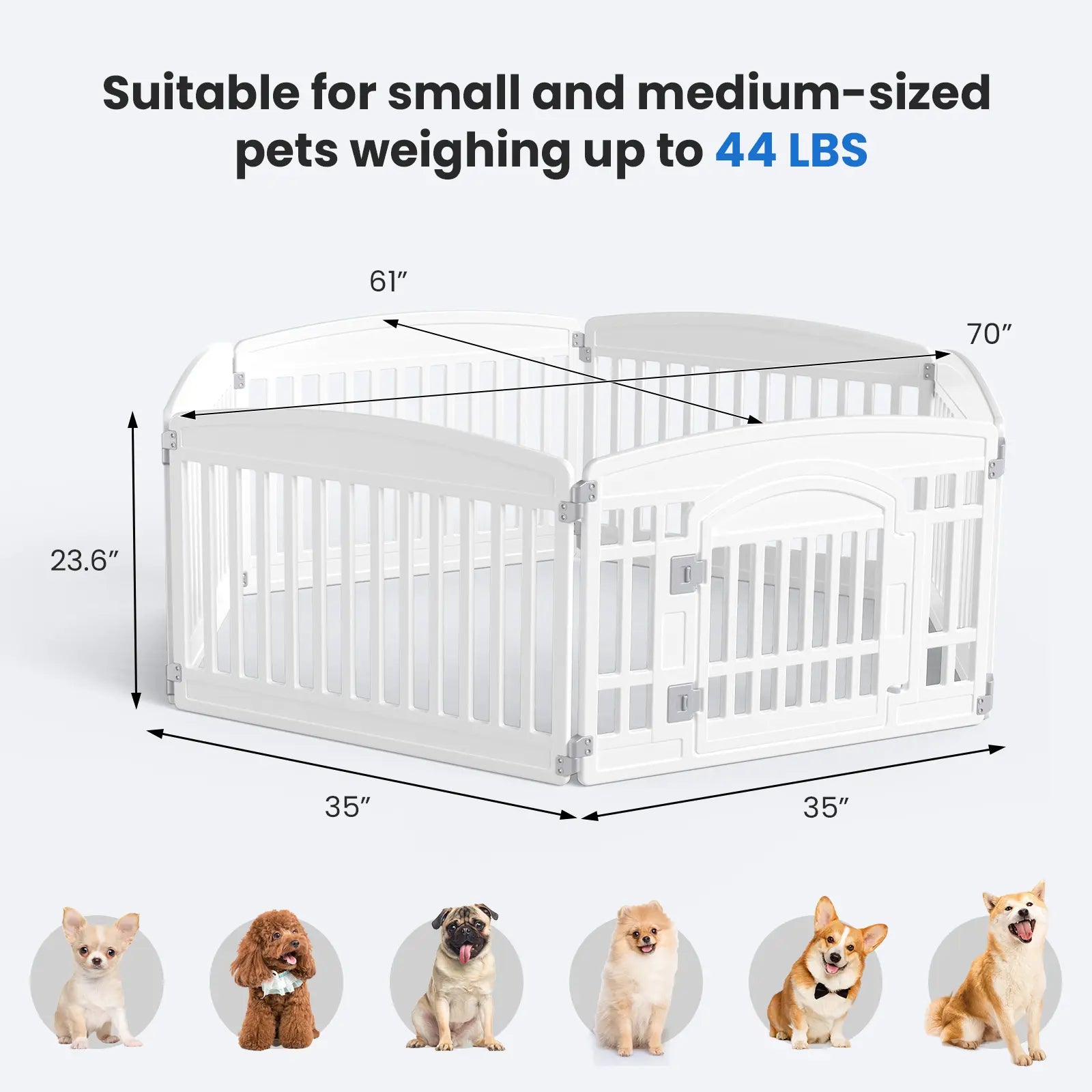Valla/Parque Portátil para Perros Blanco 4-Panel 24" 2 - imagen 4
