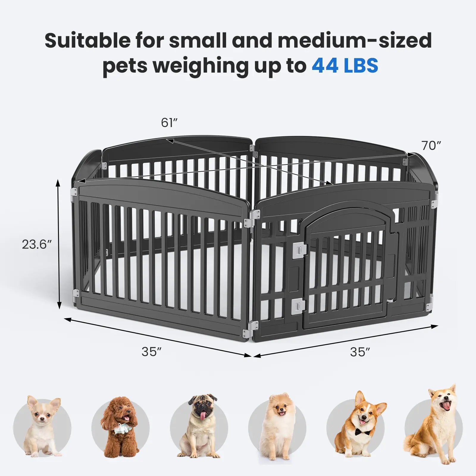 Valla/Parque Portátil para Perros Blanco 4-Panel 24" 1 - imagen 13