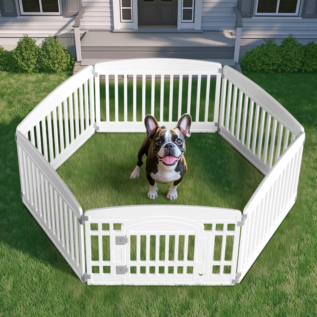Valla/Parque Portátil para Perros Blanco 4-Panel 24" 2 - imagen 9