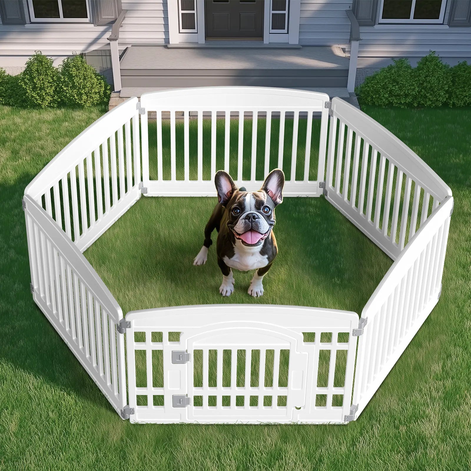 Valla/Parque Portátil para Perros Blanco 4-Panel 24" 2 - imagen 9