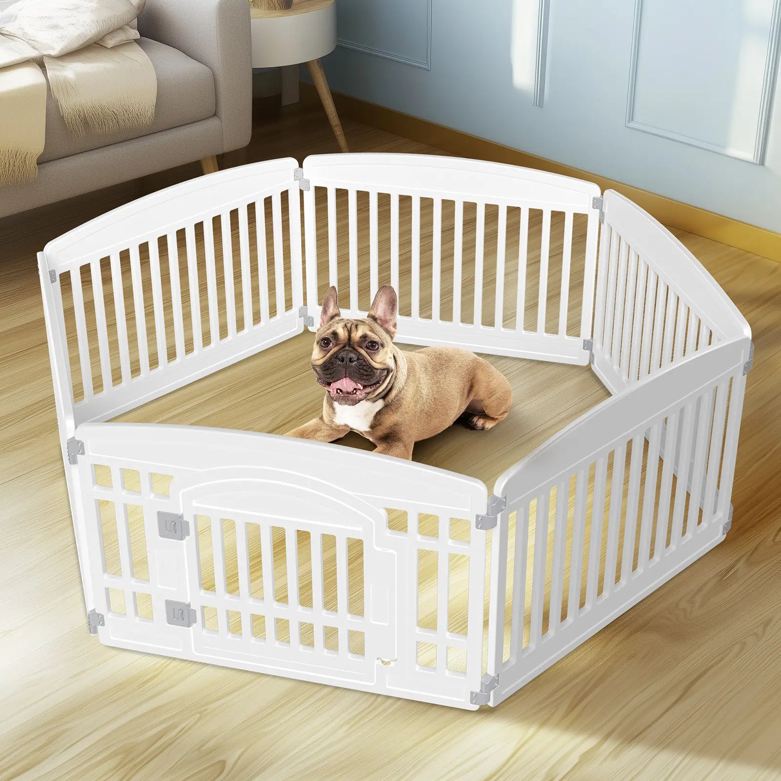 Valla/Parque Portátil para Perros Blanco 4-Panel 24" 2 - imagen 10