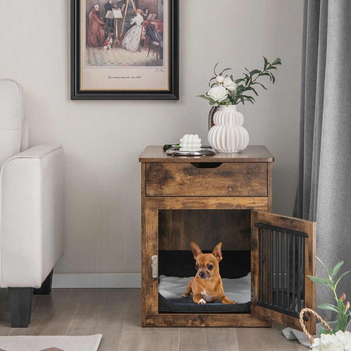 Jaula para Perros con Mesa Auxiliar y Carga Inalámbrica - imagen 2